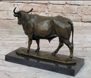 Bronze Bull Cow Cattle Sculpture on Marble Base by Milo