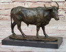Bronze Bull Cow Cattle Sculpture on Marble Base by Milo