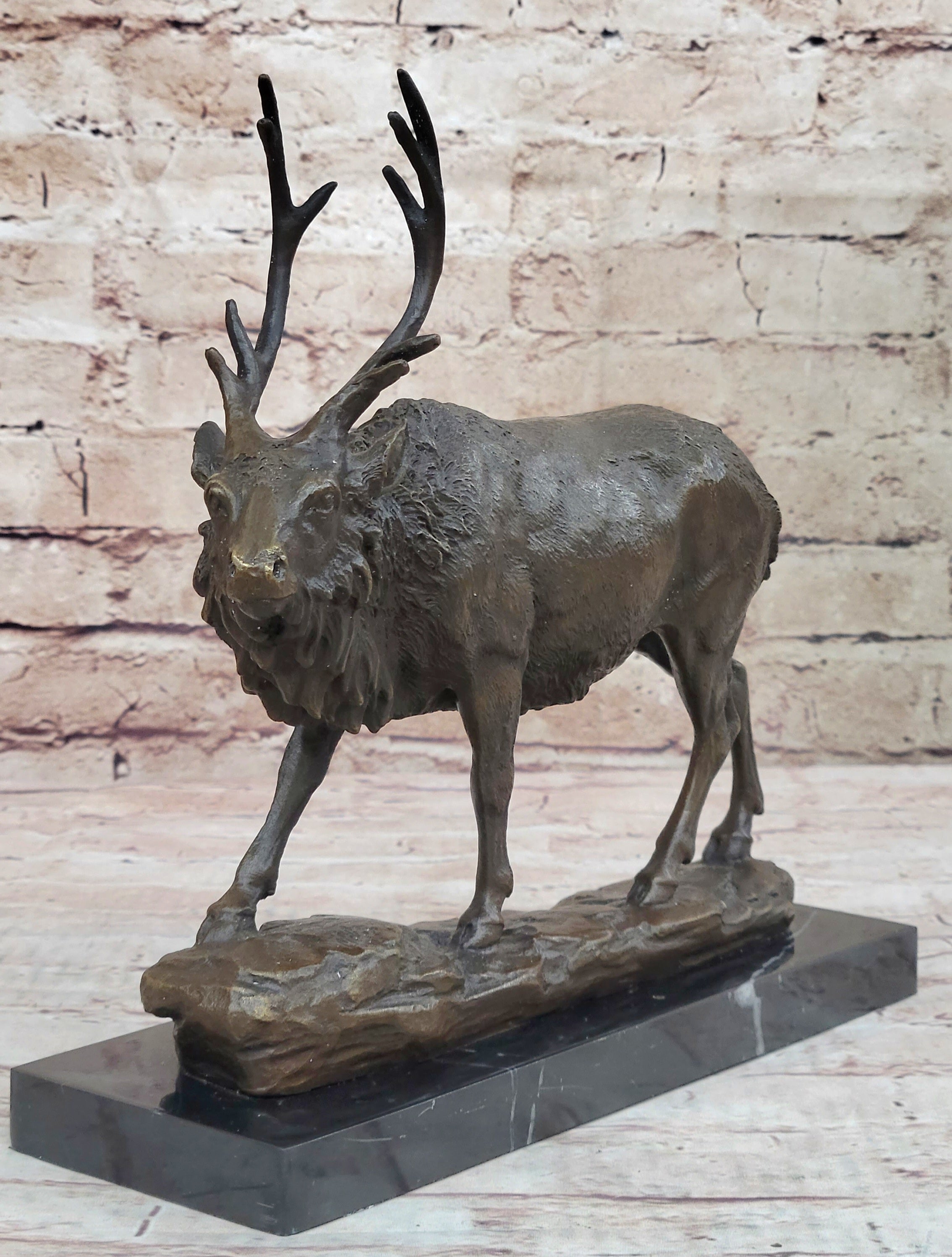 Signed Milo Male Deer Stag Buck Wildlife Bronze Sculpture
