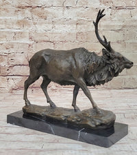 Signed Milo Male Deer Stag Buck Wildlife Bronze Sculpture