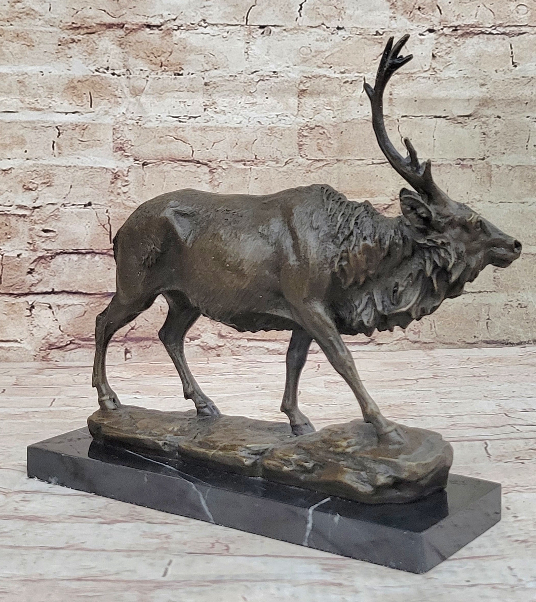 Signed Milo Male Deer Stag Buck Wildlife Bronze Sculpture