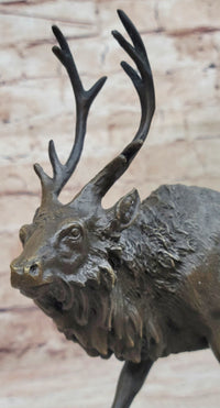 Signed Milo Male Deer Stag Buck Wildlife Bronze Sculpture