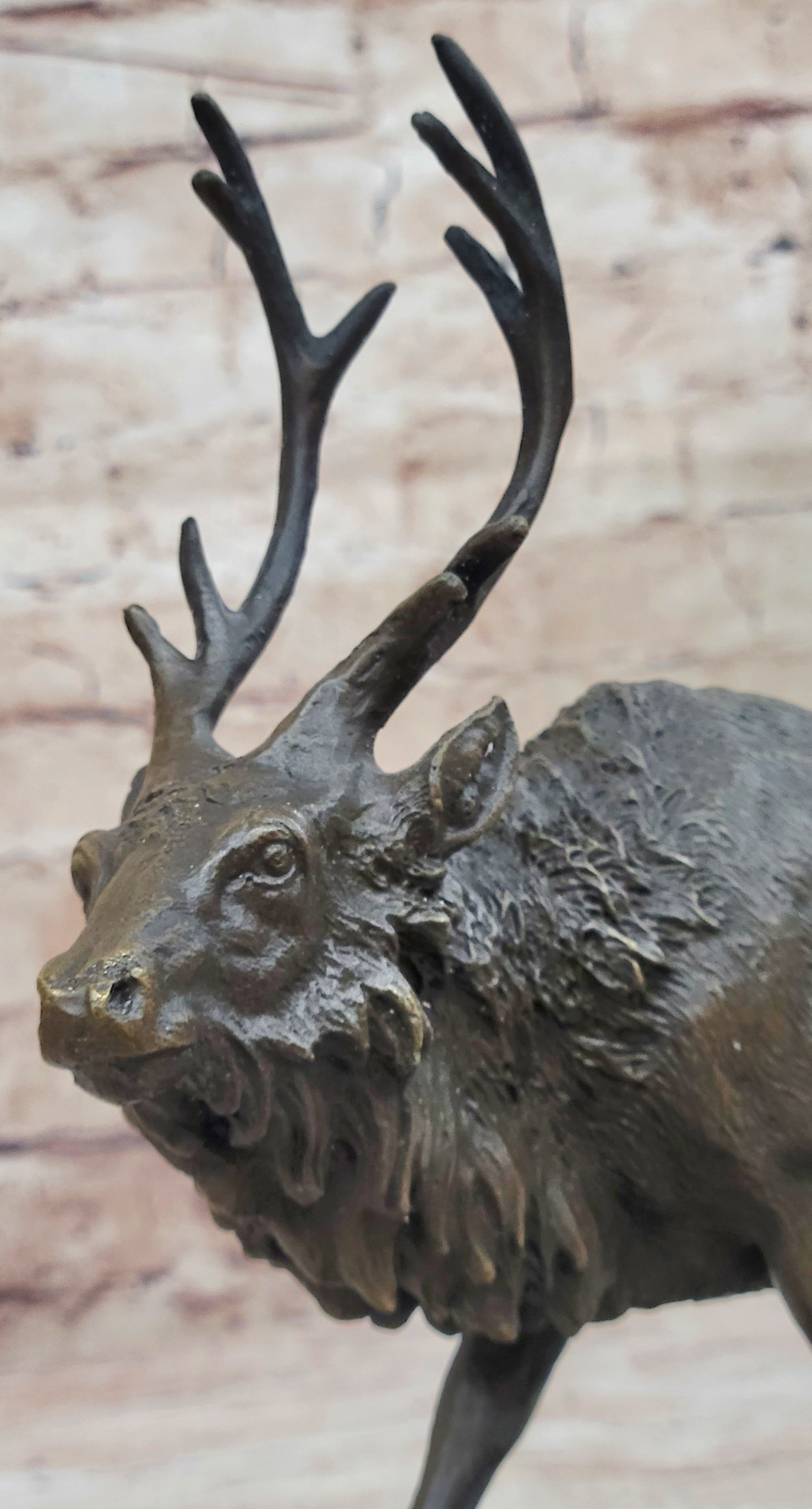 Signed Milo Male Deer Stag Buck Wildlife Bronze Sculpture