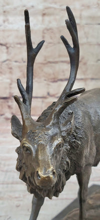 Signed Milo Male Deer Stag Buck Wildlife Bronze Sculpture