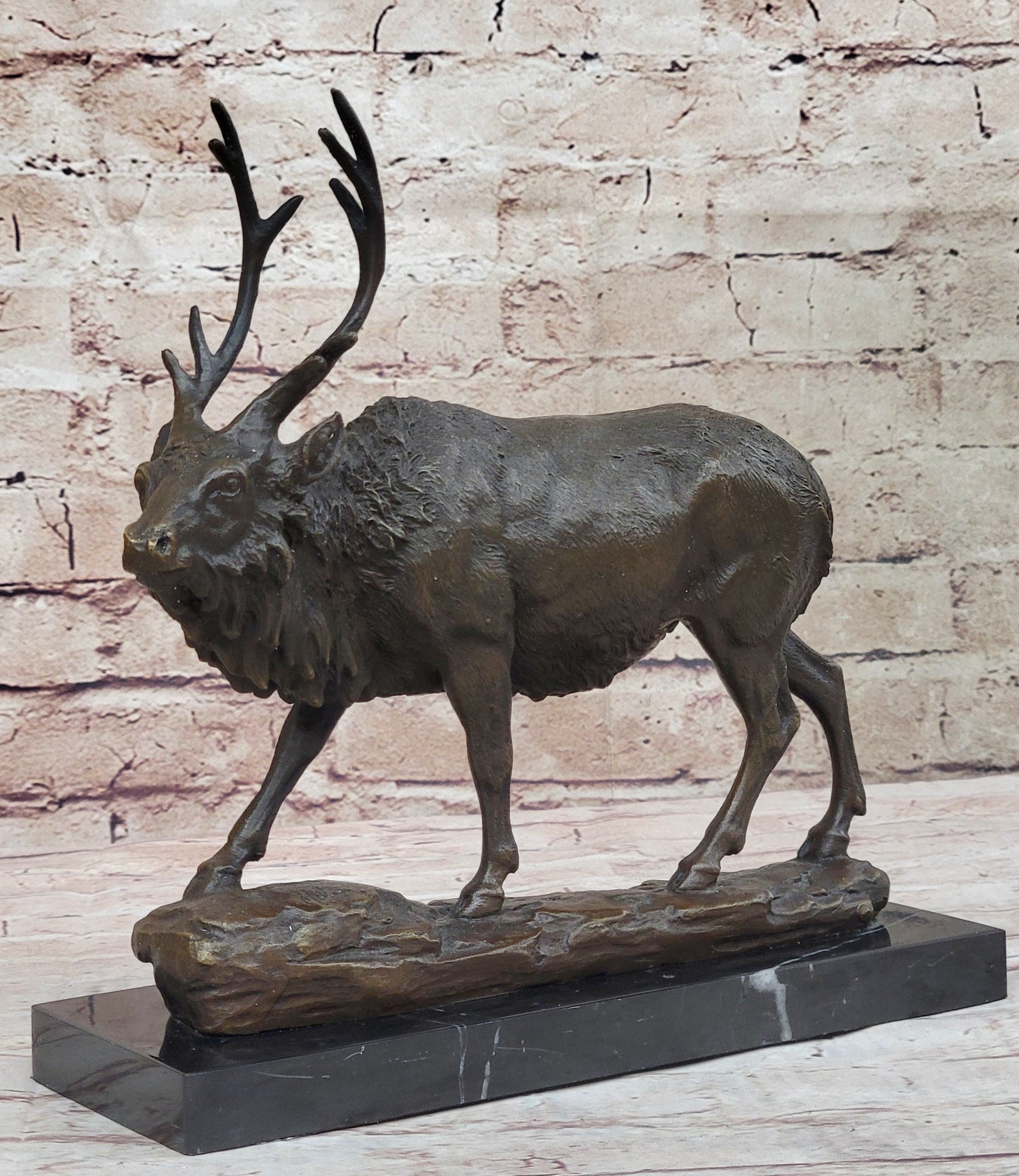 Signed Milo Male Deer Stag Buck Wildlife Bronze Sculpture