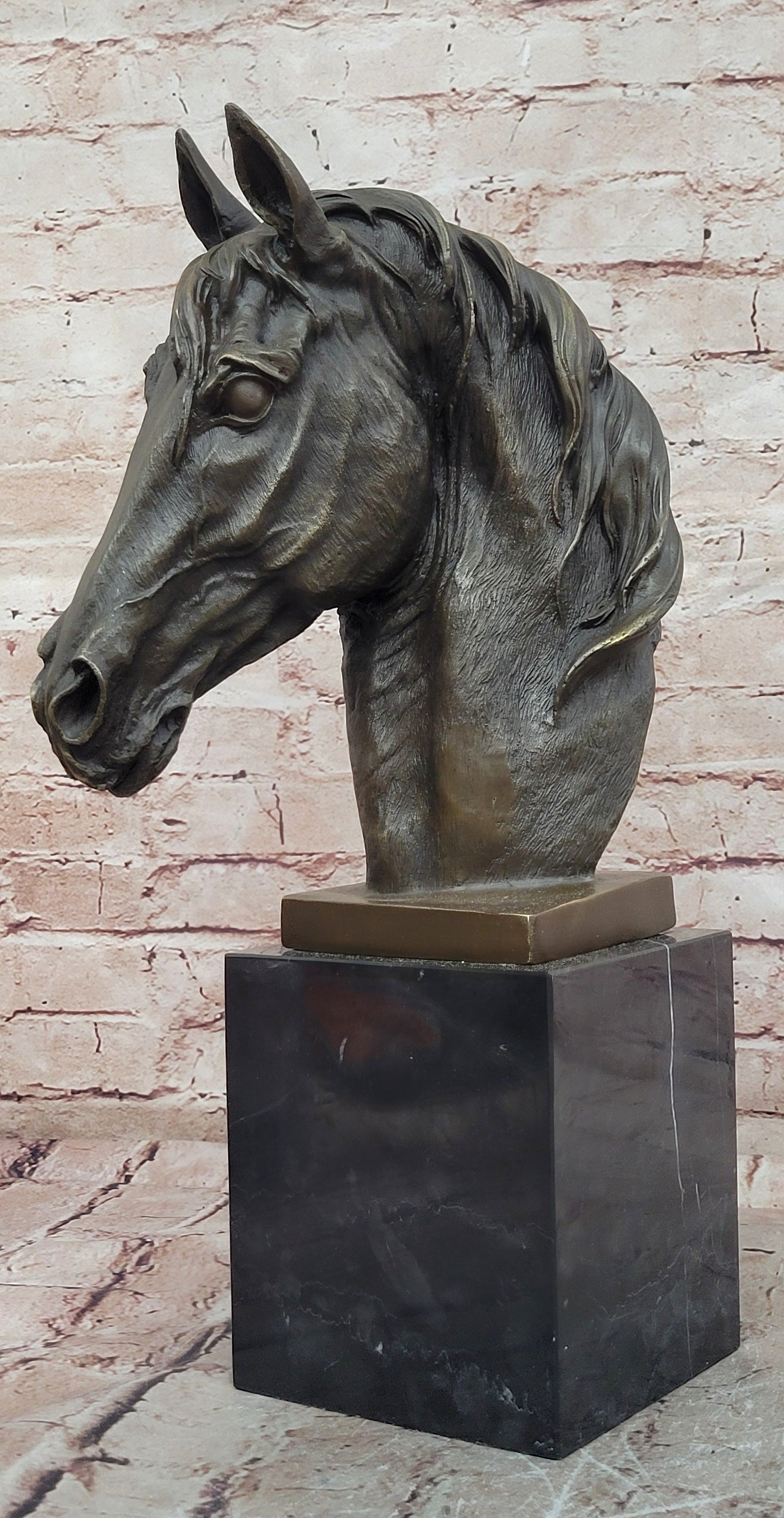 Original Milo Bronze Horse Head Animal Bust Sculpture Art Office Table Home Decor