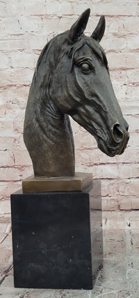 Original Milo Bronze Horse Head Animal Bust Sculpture Art Office Table Home Decor