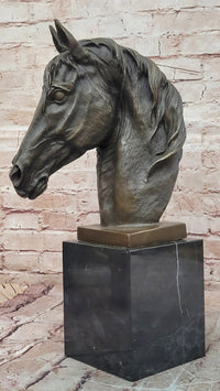 Original Milo Bronze Horse Head Animal Bust Sculpture Art Office Table Home Decor
