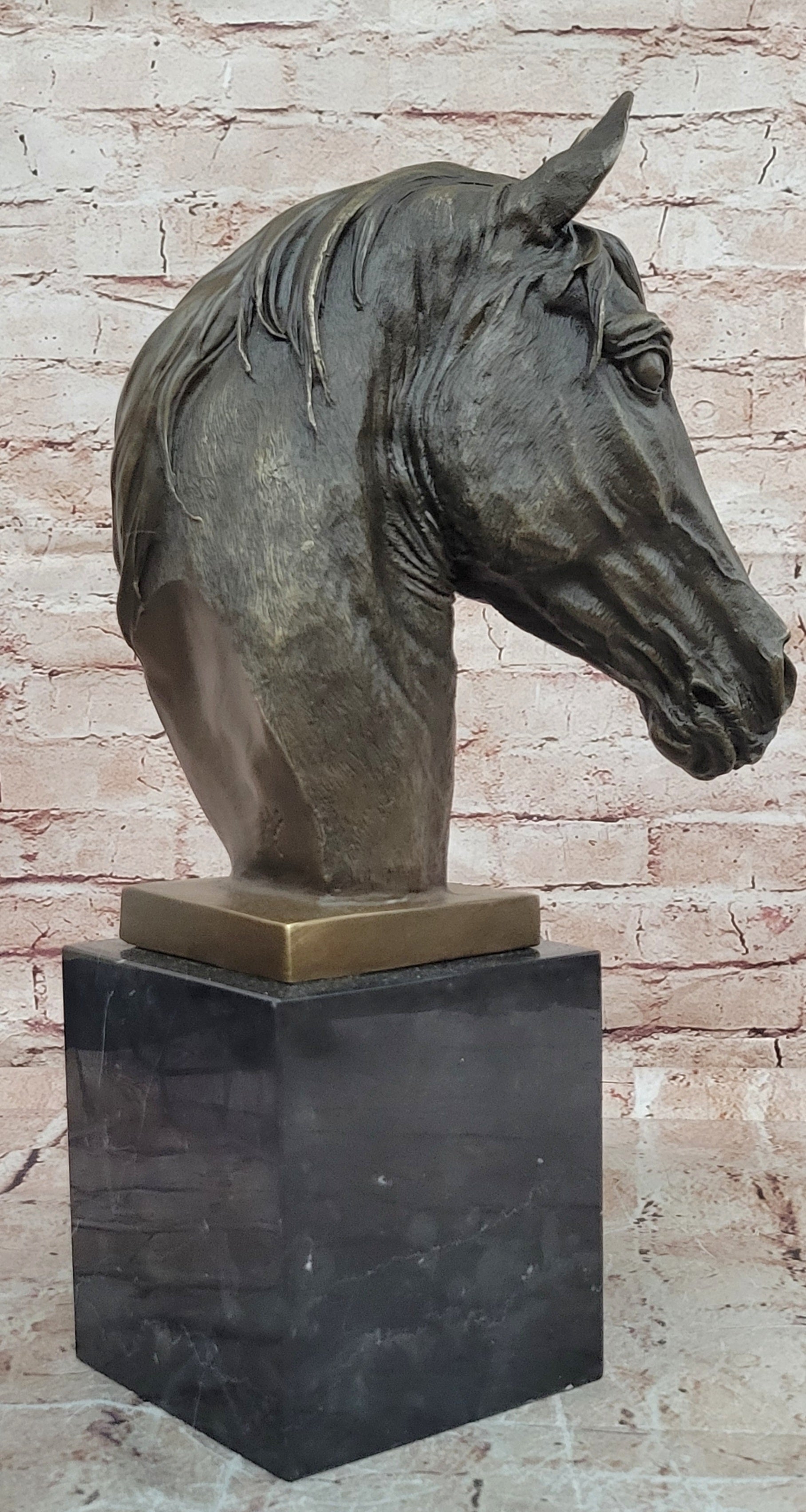 Original Milo Bronze Horse Head Animal Bust Sculpture Art Office Table Home Decor