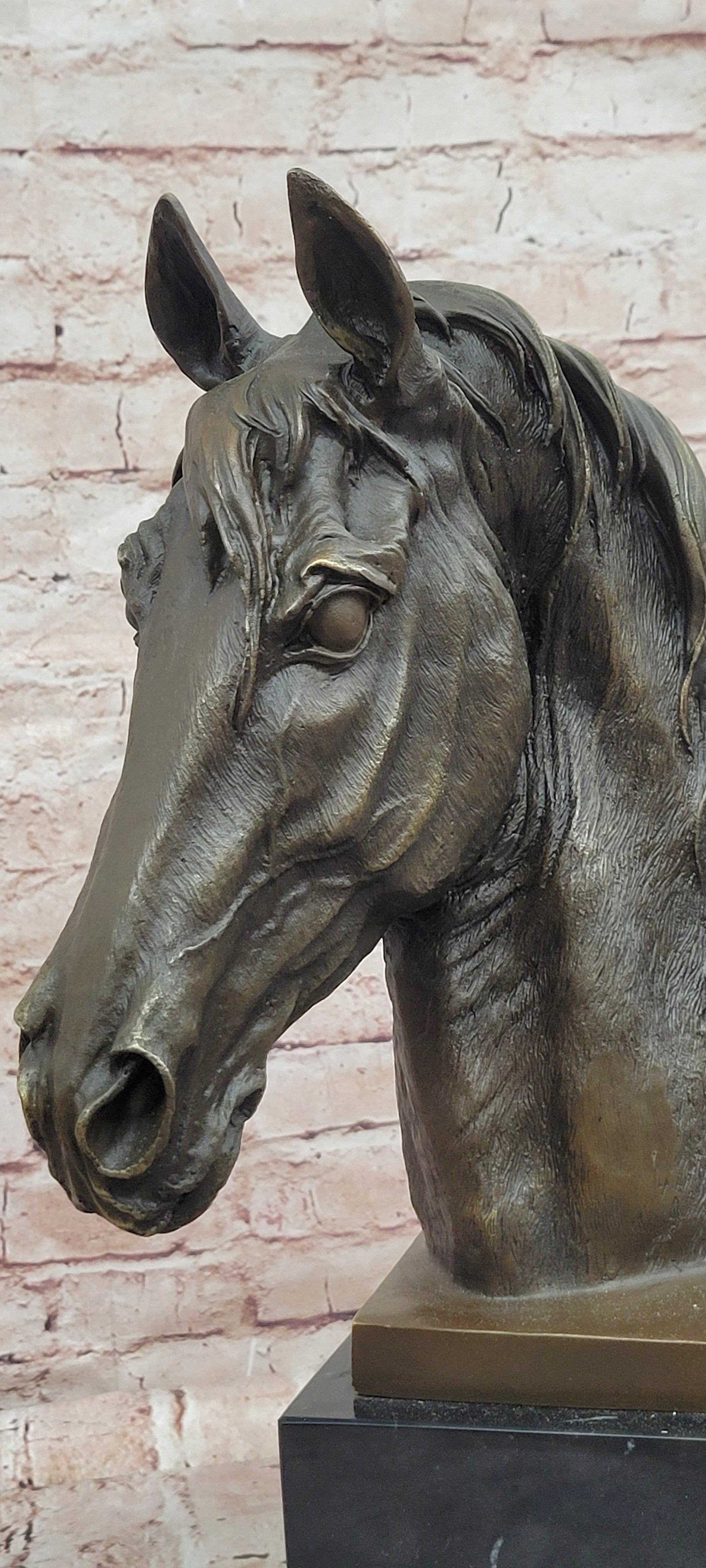 Original Milo Bronze Horse Head Animal Bust Sculpture Art Office Table Home Decor