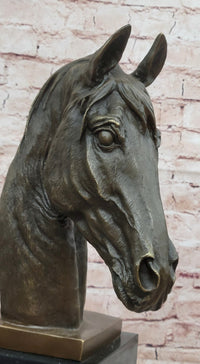 Original Milo Bronze Horse Head Animal Bust Sculpture Art Office Table Home Decor