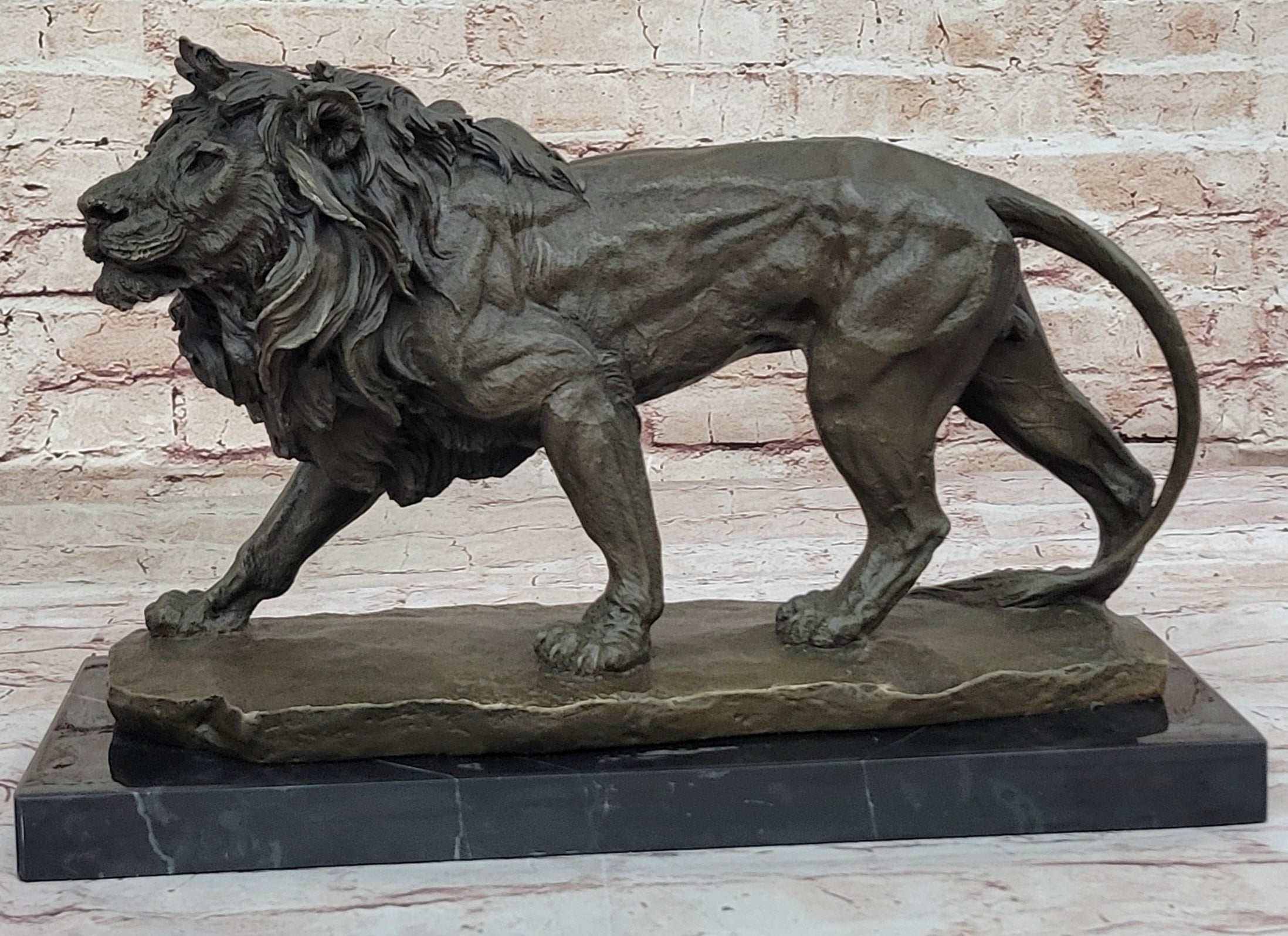 Young Male Lion Hot Cast Bronze Sculpture by Milo