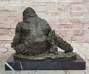 Statue Decor Cast Bronze Orangutans Animal Gorilla Mother W/ Baby Sculpture