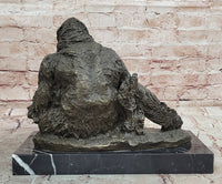 Statue Decor Cast Bronze Orangutans Animal Gorilla Mother W/ Baby Sculpture