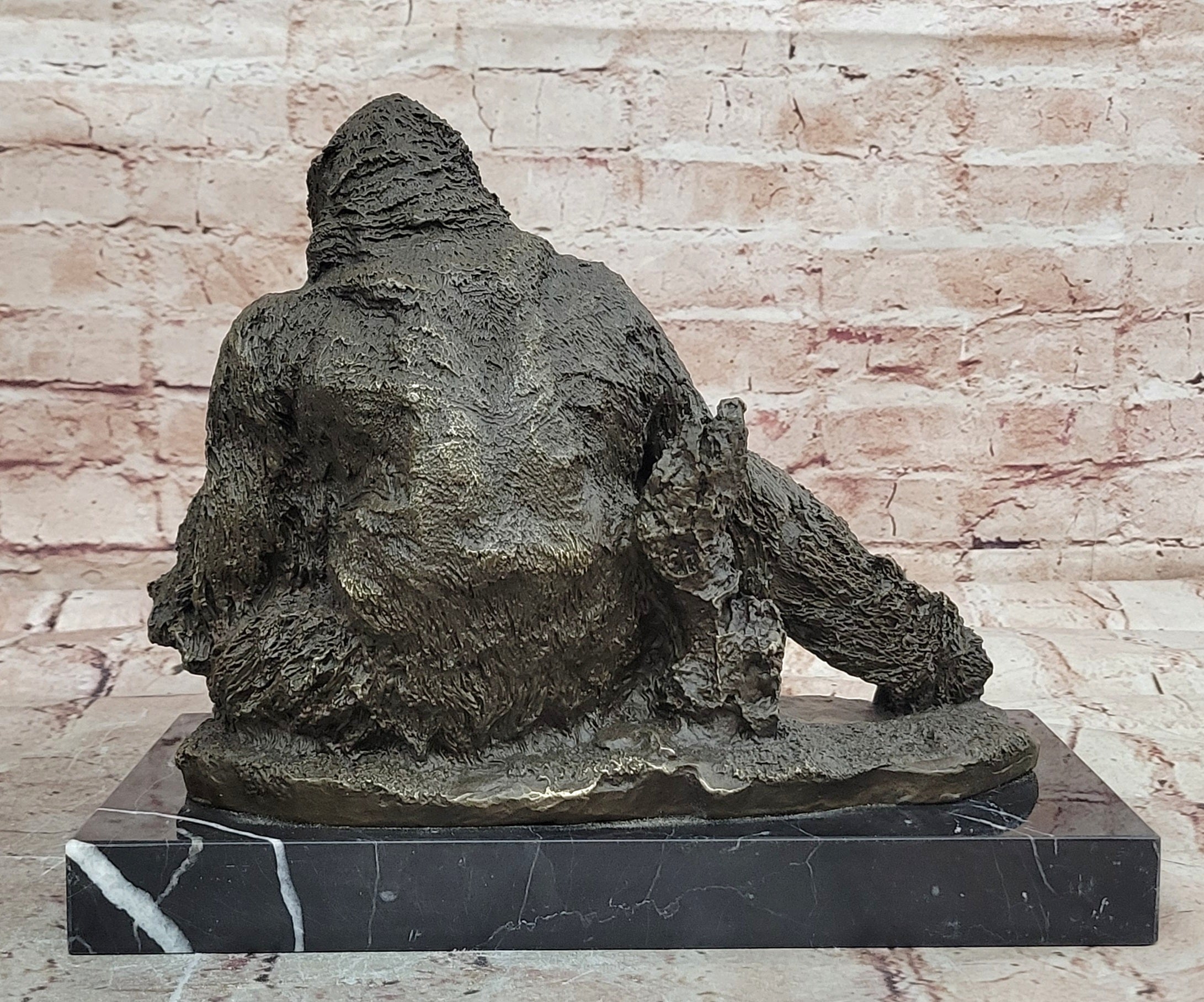 Statue Decor Cast Bronze Orangutans Animal Gorilla Mother W/ Baby Sculpture