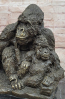 Statue Decor Cast Bronze Orangutans Animal Gorilla Mother W/ Baby Sculpture