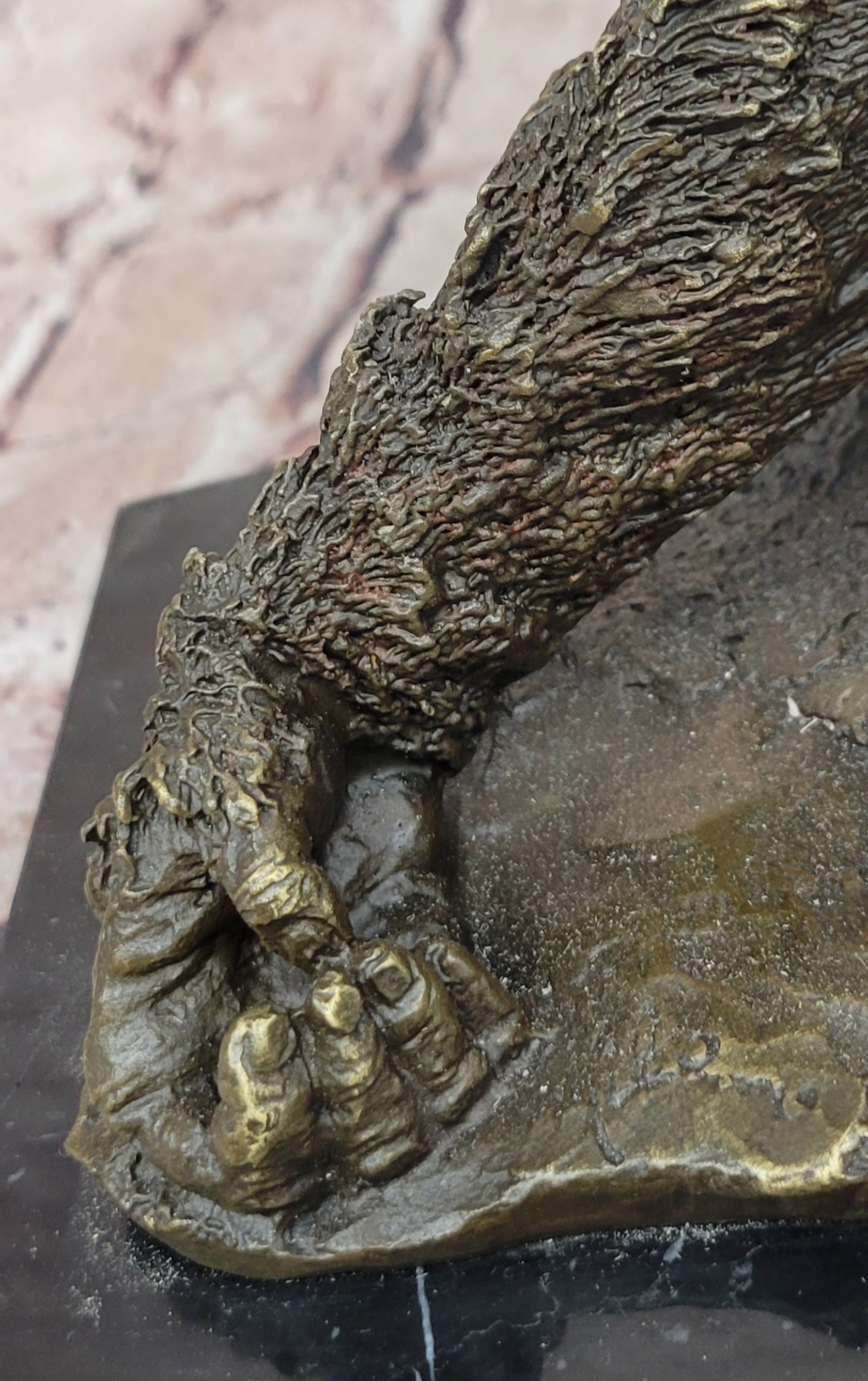 Statue Decor Cast Bronze Orangutans Animal Gorilla Mother W/ Baby Sculpture