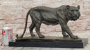 Bronze Sculpture of a Stalking Tiger W/ Brown Patina on a Marble Plinth by Milo
