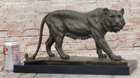 Bronze Sculpture of a Stalking Tiger W/ Brown Patina on a Marble Plinth by Milo