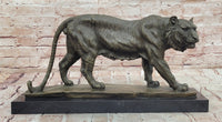 Bronze Sculpture of a Stalking Tiger W/ Brown Patina on a Marble Plinth by Milo