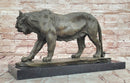 Bronze Sculpture of a Stalking Tiger W/ Brown Patina on a Marble Plinth by Milo