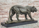 Bronze Sculpture of a Stalking Tiger W/ Brown Patina on a Marble Plinth by Milo