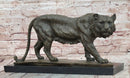 Bronze Sculpture of a Stalking Tiger W/ Brown Patina on a Marble Plinth by Milo