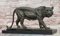 Bronze Sculpture of a Stalking Tiger W/ Brown Patina on a Marble Plinth by Milo