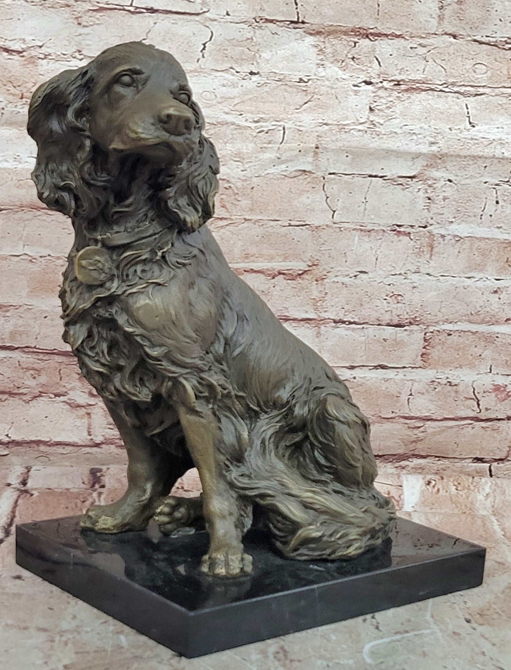Signed Original Milo Cocker Spaniel Sitting Dog Bronze Sculpture Statue