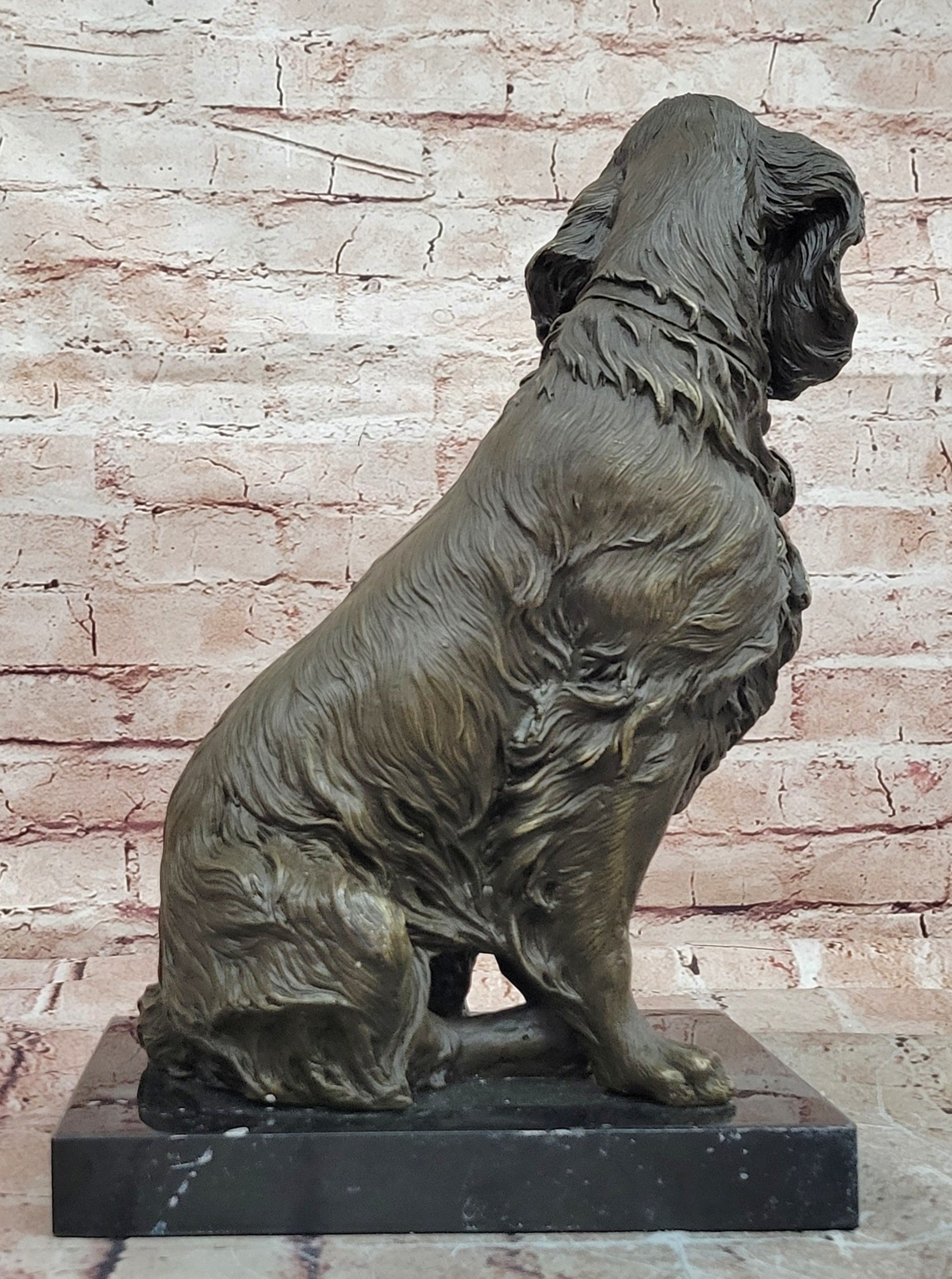 Signed Original Milo Cocker Spaniel Sitting Dog Bronze Sculpture Statue
