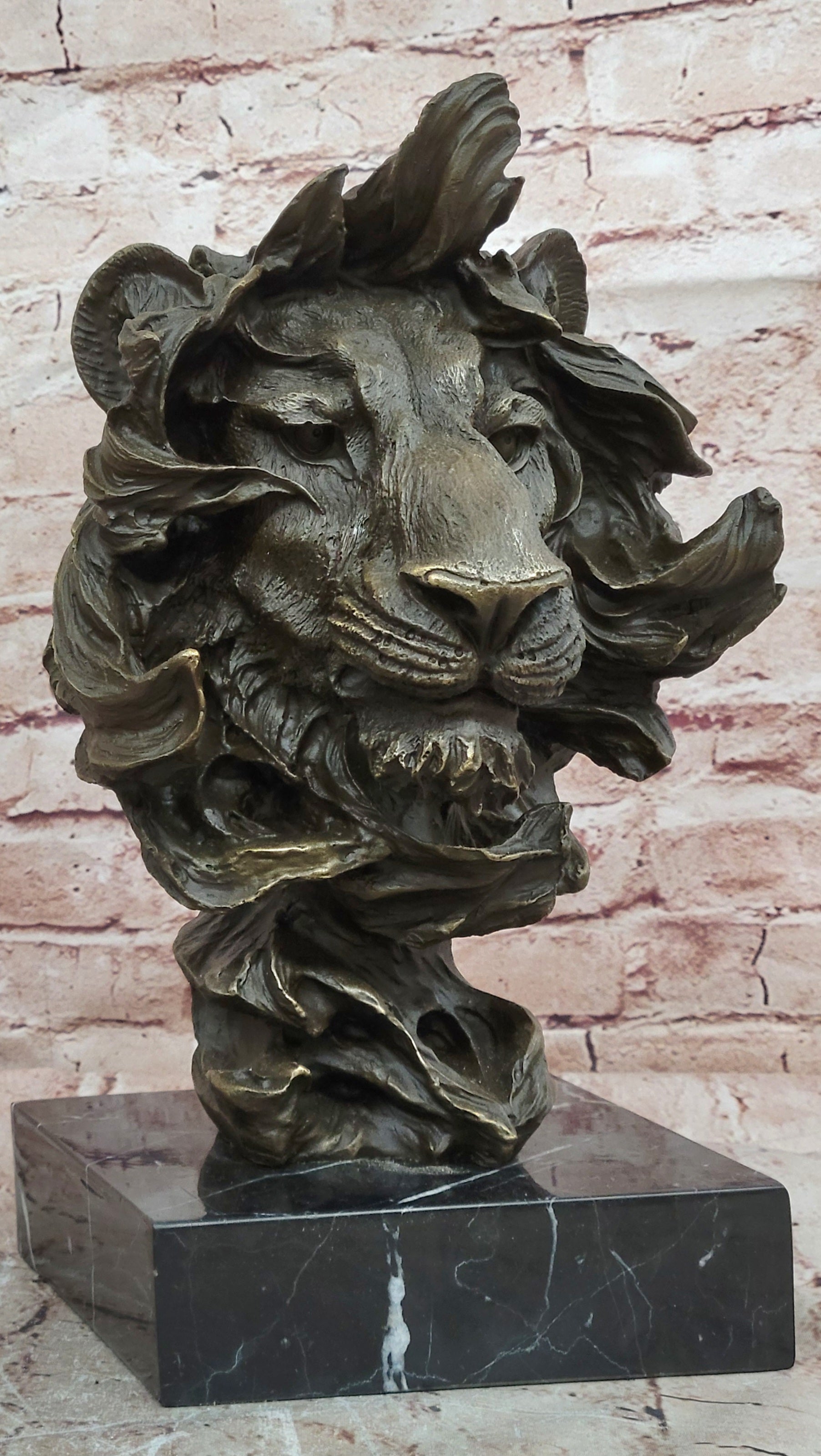 Bronze Lion Head Statue Contemporary Art Signed Milo Classic Wildlife Artwork