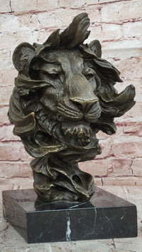 Bronze Lion Head Statue Contemporary Art Signed Milo Classic Wildlife Artwork