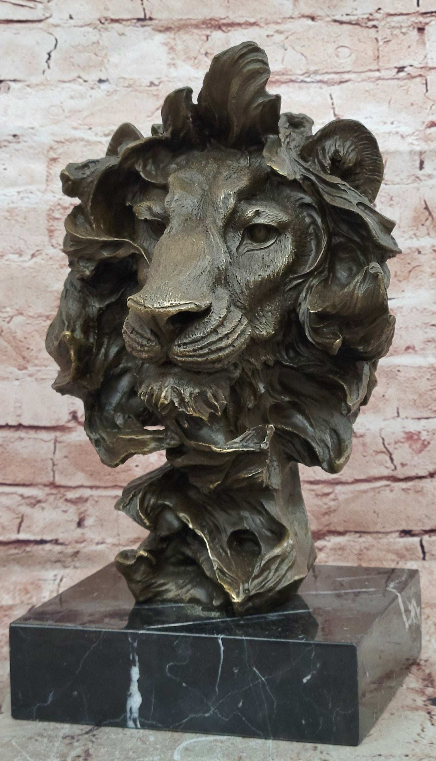 Bronze Lion Head Statue Contemporary Art Signed Milo Classic Wildlife Artwork