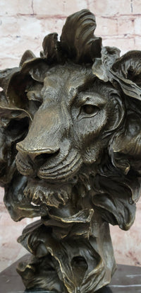 Bronze Lion Head Statue Contemporary Art Signed Milo Classic Wildlife Artwork