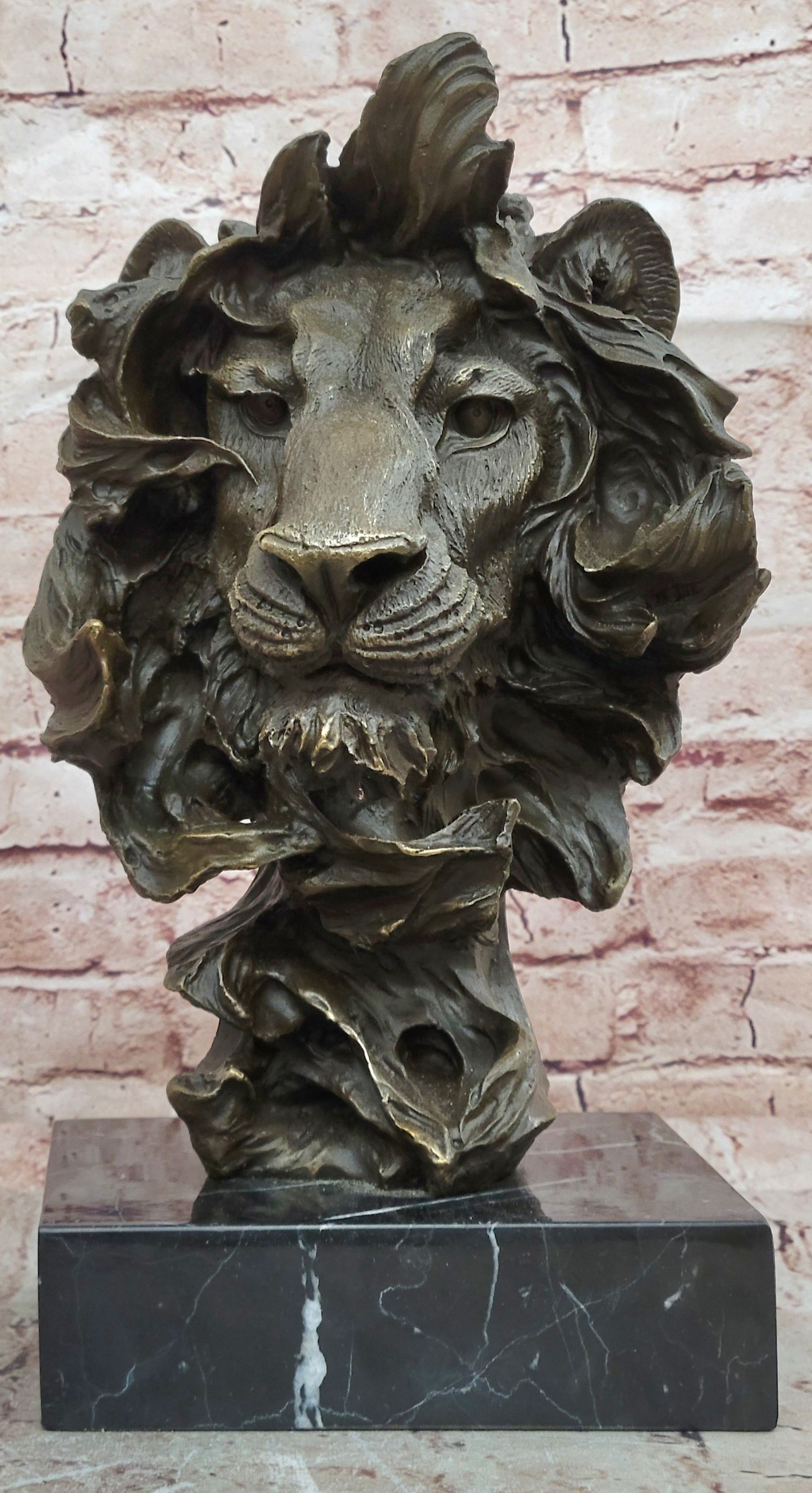 Bronze Lion Head Statue Contemporary Art Signed Milo Classic Wildlife Artwork