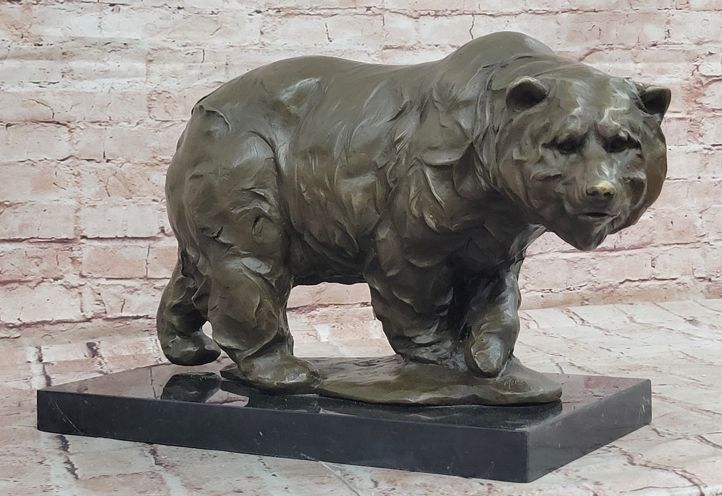 Bronze Sculpture Animal Sculpture Grizzly Bear Home Decor Art Signed Milo Statue