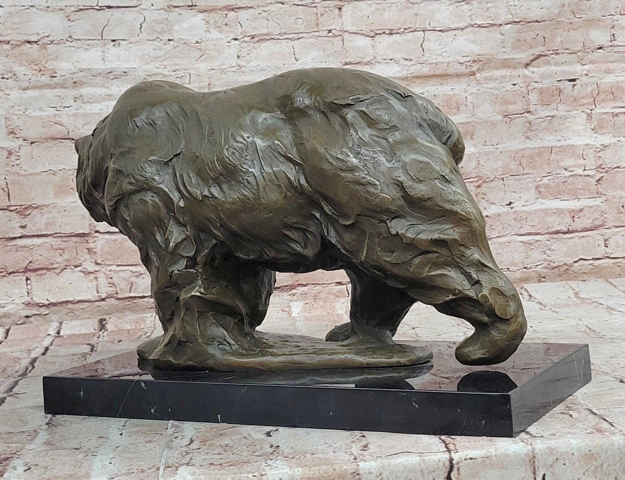 Bronze Sculpture Animal Sculpture Grizzly Bear Home Decor Art Signed Milo Statue
