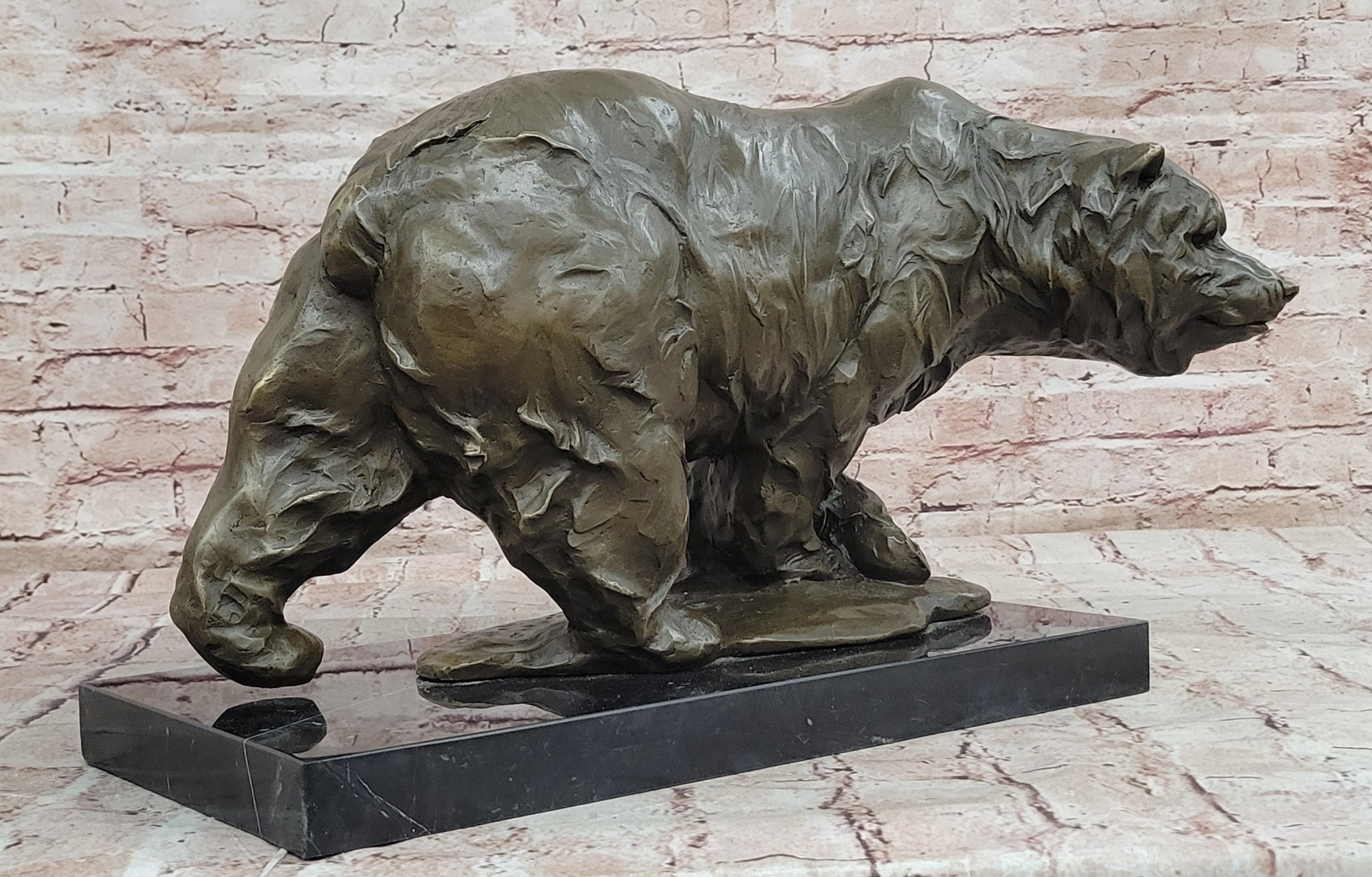 Bronze Sculpture Animal Sculpture Grizzly Bear Home Decor Art Signed Milo Statue