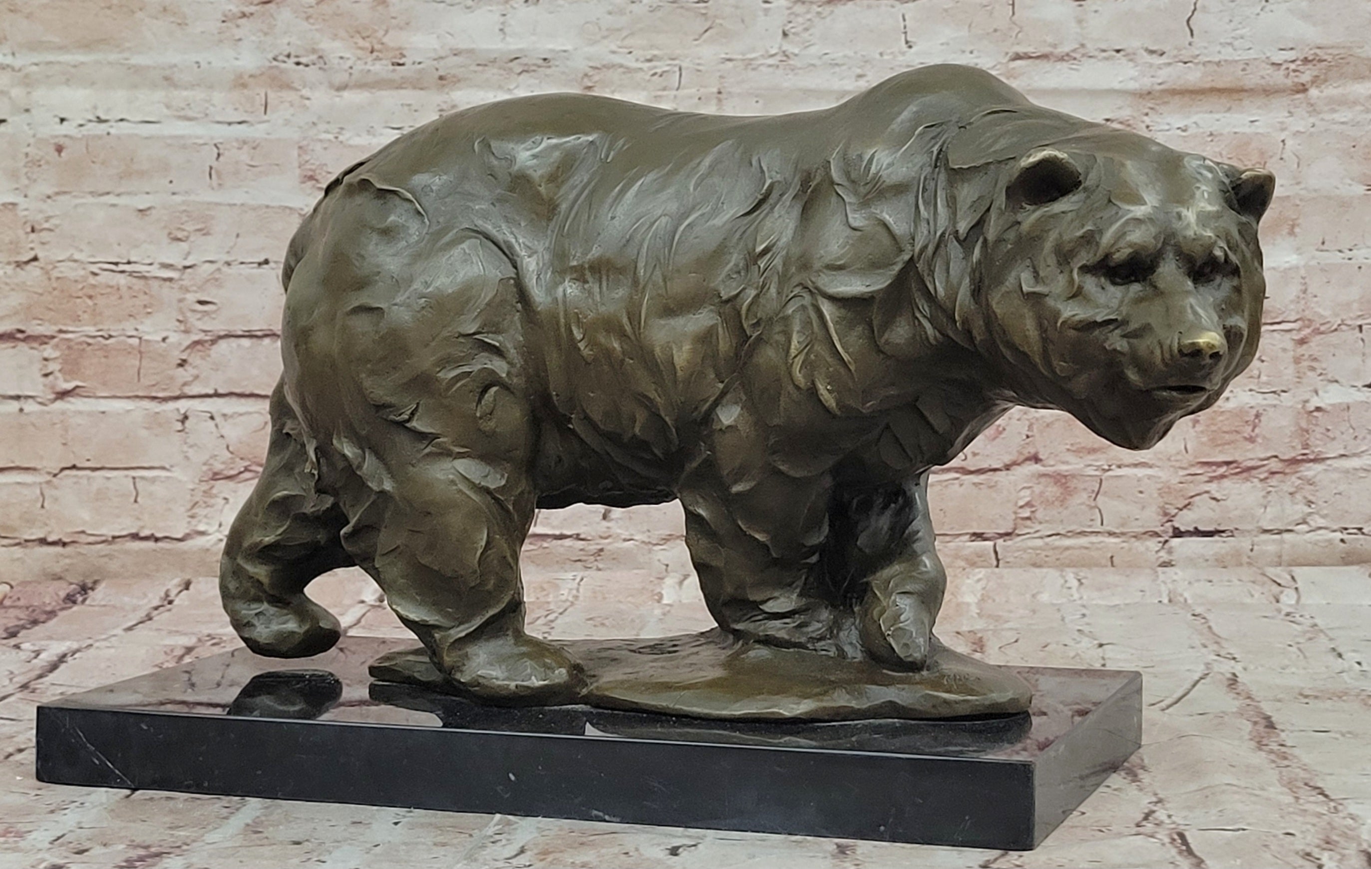 Bronze Sculpture Animal Sculpture Grizzly Bear Home Decor Art Signed Milo Statue