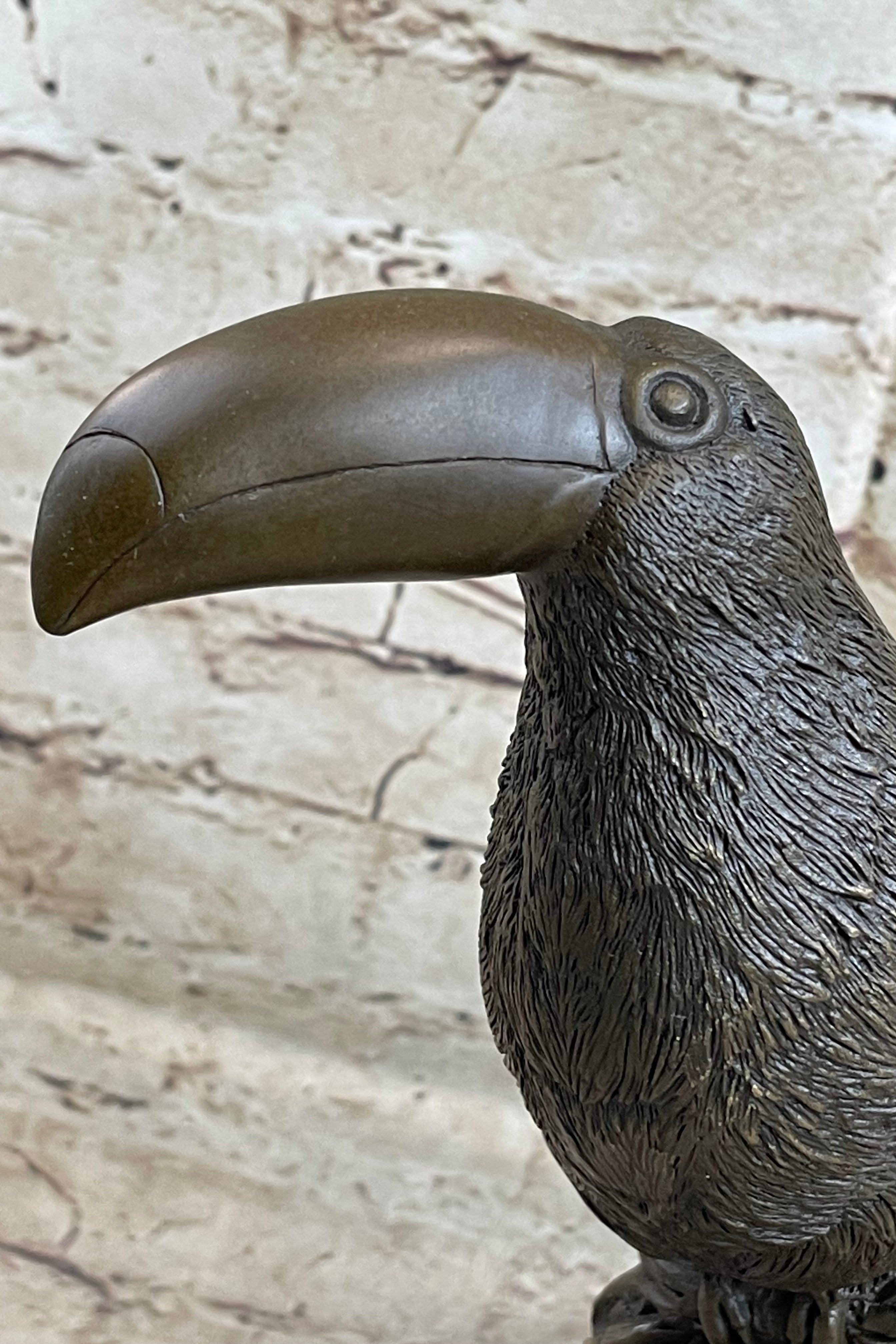 Toucan Tropical Bird Bronze Sculpture Signed Art