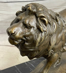 Male & Female Lion on the Prowl Bronze Sculpture Signed Art