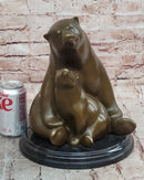 Signed Milo Polar Bear Mom And son Bronze Sculpture Abstract Modern Sculpture
