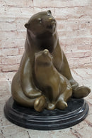 Signed Milo Polar Bear Mom And son Bronze Sculpture Abstract Modern Sculpture
