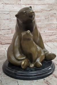 Signed Milo Polar Bear Mom And son Bronze Sculpture Abstract Modern Sculpture
