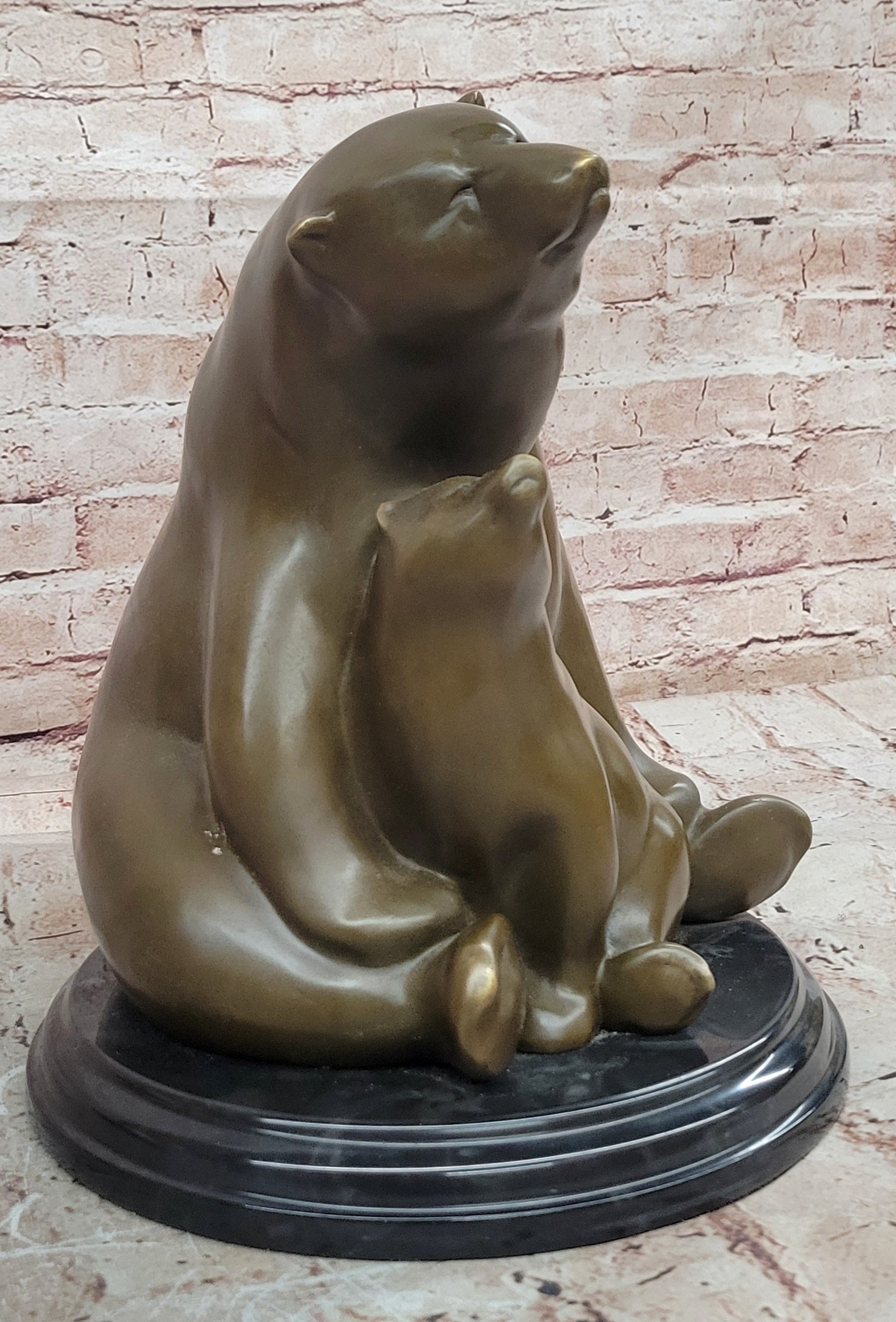 Signed Milo Polar Bear Mom And son Bronze Sculpture Abstract Modern Sculpture