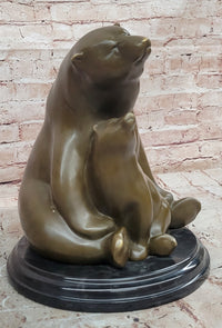 Signed Milo Polar Bear Mom And son Bronze Sculpture Abstract Modern Sculpture