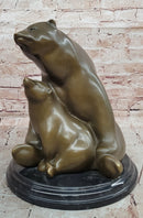 Signed Milo Polar Bear Mom And son Bronze Sculpture Abstract Modern Sculpture