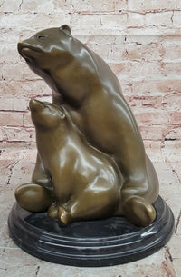 Signed Milo Polar Bear Mom And son Bronze Sculpture Abstract Modern Sculpture