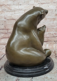 Signed Milo Polar Bear Mom And son Bronze Sculpture Abstract Modern Sculpture
