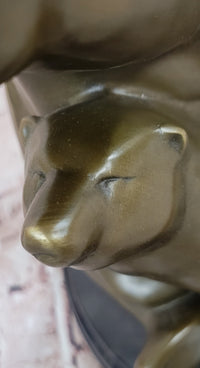 Signed Milo Polar Bear Mom And son Bronze Sculpture Abstract Modern Sculpture